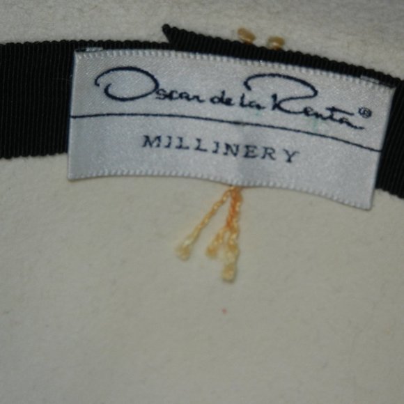 Oscar de la Renta Milllinery Felt Hat Cream Black flower main image 5
